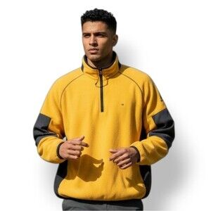 Vintage 90s Y2K Tommy Hilfiger Cold Stop Performance Fleece Jacket in Yellow XXL